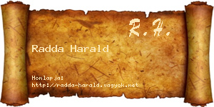 Radda Harald névjegykártya